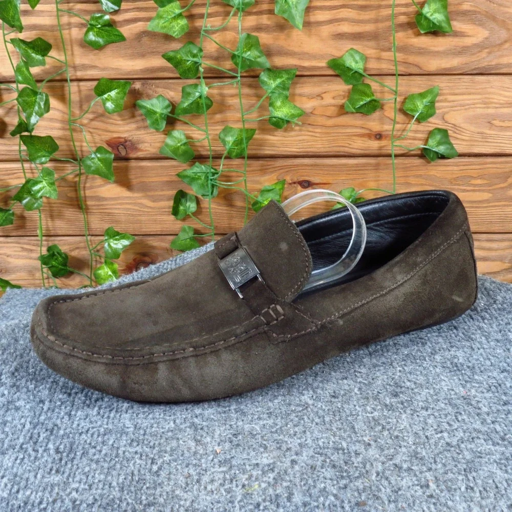 Cavalli Class Men Loafers Size 45 Luxury Driving Shoes Brown Suede Slip On